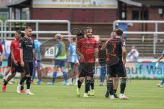 3. Liga - SV Meppen - FC Ingolstadt 04 - Spiel ist aus, Ingolstadt jubelt, Meppen lässt Köpfe hägen, Fatih Kaya (9, FCI) Dennis Eckert Ayensa (7, FCI) Maximilian Wolfram (8, FCI) Frederic Ananou (2, FCI)