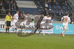 3. Liga - 1. FC Magdeburg - FC Ingolstadt 04 - Dennis Eckert Ayensa (#7,FCI)  schiesst den 0:2 Führungstreffer - jubel - Thomas Keller (#27,FCI)  -  - Foto: Jürgen Meyer