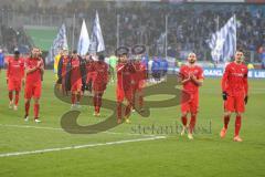 3. Fußball-Liga - Saison 2019/2020 - MSV Duisburg - FC Ingolstadt 04 - Die Spieler bedanken sich bei den Fans - Nico Antonitsch (#5,FCI)  - Stefan Kutschke (#30,FCI)  - Foto: Meyer Jürgen