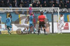 3. Fußball-Liga - Saison 2019/2020 - SV Waldhof Mannheim - FC Ingolstadt 04 - Torwart Fabijan Buntic (#24,FCI)  - Stefan Kutschke (#30,FCI)  - Marcel Seegert (#5 Mannheim)  - Foto: Stefan Bösl