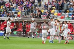 3. Liga - Fußball - KFC Uerdingen - FC Ingolstadt 04 - rechts Fatih Kaya (9, FCI) trifft zum 0:2, Jubel Tor, mit Jonatan Kotzke (25 FCI) Robin Krauße (23, FCI) Maximilian Beister (10, FCI) Caniggia Ginola Elva (14, FCI) Agyemang Diawusie (11, FCI)  Torwar