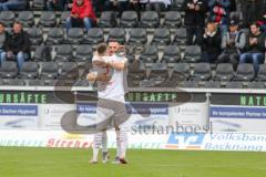 3. Liga - Fußball - SG Sonnenhof Großaspach - FC Ingolstadt 04 - Tor Jubel Maximilian Wolfram (8, FCI) mit Dennis Eckert Ayensa (7, FCI)