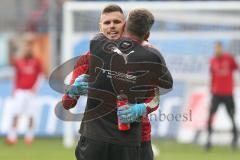 3. Fußball-Liga - Saison 2019/2020 - SV Waldhof Mannheim - FC Ingolstadt 04 - Torwart Fabijan Buntic (#24,FCI)  und Alexander Kunz Torwarttrainer - Foto: Stefan Bösl