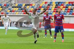 3. Liga - Fußball - KFC Uerdingen - FC Ingolstadt 04 - Tor Jubel 0.1 durch Caniggia Ginola Elva (14, FCI), Salto,