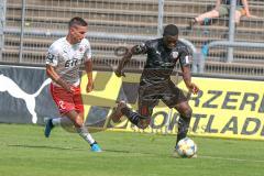 3. Fußball-Liga - Saison 2019/2020 - FC Victoria Köln - FC Ingolstadt 04 - Agyemang Diawusie (#11,FCI)  - Marcel Gottschling (#22 Köln) - Foto: Meyer Jürgen