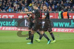 3. Liga - Fußball - Eintracht Braunschweig - FC Ingolstadt 04 - Tor durch Maximilian Thalhammer (6, FCI) Jubel Peter Kurzweg (16, FCI) Fatih Kaya (9, FCI)