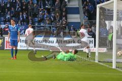 3. Liga - 1. FC Magdeburg - FC Ingolstadt 04 - Beister Maximilian (#10,FCI) mit dem 0:1 Führungstreffer - Morten Behrens (#12 Magdeburg) - Jubel - Stefan Kutschke (#30,FCI)  - Foto: Jürgen Meyer