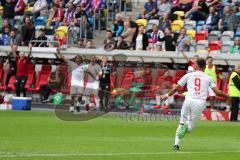 3. Liga - Fußball - KFC Uerdingen - FC Ingolstadt 04 - rechts Fatih Kaya (9, FCI) trifft zum 0:2, Jubel Tor dreht sich um, Konrad Manuel (KFC 28) meckert