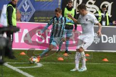 3. Fußball-Liga - Saison 2019/2020 - SV Waldhof Mannheim - FC Ingolstadt 04 - Dennis Eckert Ayensa (#7,FCI)  - Jan-Hendrik Marx (#26 Mannheim) - Foto: Stefan Bösl