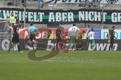 3. Fußball-Liga - Saison 2019/2020 - FC Ingolstadt 04 -  Preußen Münster - Der 0:2 Führungstreffer - Tobias Schröck (#21,FCI)  - Robin Krausse (#23,FCI)  - Maximilian Thalhammer (#6,FCI) - Foto: Meyer Jürgen