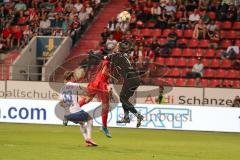 3. Liga - Fußball - FC Ingolstadt 04 - Hansa Rostock - Stefan Kutschke (30, FCI) scheitert an Torwart Markus Kolke (Rostock 1) Maximilian Ahlschwede (Rostock 33)