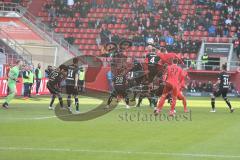 3. Fußball-Liga - Saison 2019/2020 - FC Ingolstadt 04 - KFC Uerdingen - Lukas Königshofer Torwart (#1 Uerdingen) - Nico Antonitsch (#5,FCI)  - Stefan Kutschke (#30,FCI)  - Foto: Meyer Jürgen