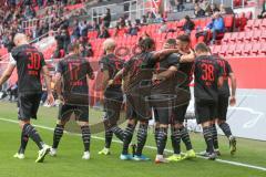 3. Fußball-Liga - Saison 2019/2020 - FC Ingolstadt 04 - Chemnitzer FC - Der 1:0 Führungstreffer durch Fatih Kaya (#9,FCI)  - jubel - Büch Gordon (#38 FCI) - Robin Krausse (#23,FCI)  - Foto: Meyer Jürgen