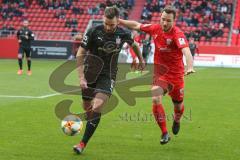 3. Fußball-Liga - Saison 2019/2020 - FC Ingolstadt 04 - FSV Zwickau - Peter Kurzweg (#16,FCI)  - Morris Schröter (#17 Zwickau) - Foto: Meyer Jürgen