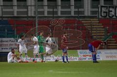 3. Liga - SpVgg Unterhaching - FC Ingolstadt 04 - Sieg für FCI 1:2, Jubel, Björn Paulsen (4, FCI) Caniggia Ginola Elva (14, FCI) Jonatan Kotzke (25 FCI) Torwart Fabijan Buntic (24, FCI) Jonatan Kotzke (25 FCI)