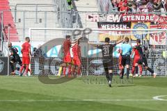 3. Fußball-Liga - Saison 2019/2020 - FC Ingolstadt 04 - Hallescher FC - Der 1:2 Treffer - Torwart Fabijan Buntic (#24,FCI)  - Foto: Meyer Jürgen