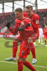 3. Liga - FC Ingolstadt 04 - FC Ingolstadt 04 - SV Meppen - Stefan Kutschke (#30,FCI)  schiesst den 1:0 Führungstreffer - jubel - Dennis Eckert Ayensa (#7,FCI) - Foto: Stefan Bösl