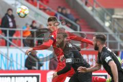 3. Fußball-Liga - Saison 2019/2020 - FC Ingolstadt 04 - FSV Zwickau - Stefan Kutschke (#30,FCI)  - Christopher Handke (#3 Zwickau) - Foto: Meyer Jürgen