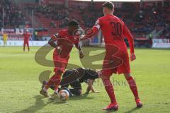 3. Fußball-Liga - Saison 2019/2020 - FC Ingolstadt 04 - KFC Uerdingen - Frederic Ananou (#2,FCI) - Rijad Kobiljar (#25 Uerdingen) - Foto: Meyer Jürgen