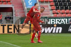 3. Liga - FC Ingolstadt 04 - SG Sonnenhof Großaspach - Elfmeter Tor Jubel Stefan Kutschke (30, FCI) mit Dennis Eckert Ayensa (7, FCI)