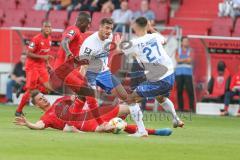 3. Fußball-Liga - Saison 2019/2020 - FC Ingolstadt 04 - Hansa Rostock - Stefan Kutschke (#30,FCI) wird gefoult  - Foto: Meyer Jürgen