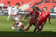 3. Fußball-Liga - Saison 2019/2020 - FC Ingolstadt 04 - Victoria Köln - Dennis Eckert Ayensa (#7,FCI)  - Carls Jonas #16 Köln - Foto: Meyer Jürgen