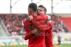 3. Liga - Fußball - FC Ingolstadt 04 - FSV Zwickau - Tor 2:1 durch Dennis Eckert Ayensa (7, FCI) Jubel mit Fatih Kaya (9, FCI) Schrei