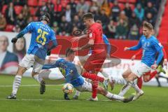 3. Fußball-Liga - Saison 2019/2020 - FC Ingolstadt 04 - Carl Zeiss Jena - Dennis Eckert Ayensa (#7,FCI)  - Justin Schau (#25 Jena) - Manuel Maranda (#30 Jena) - Foto: Meyer Jürgen