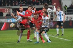 3. Liga - FC Ingolstadt 04 - 1860 München - Kampf vor dem Münchener Tor, Stefan Kutschke (30, FCI) Dennis Eckert Ayensa (7, FCI) Willsch Marius (25, München) Torwart Hiller Marco (1, München)