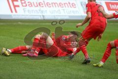 3. Fußball-Liga - Saison 2019/2020 - FC Ingolstadt 04 - 1.FC Kaiserslautern - Thomas Keller (#27,FCI)  mit dem 2:1 Führungstreffer - Jubel - Fatih Kaya (#9,FCI)  - Foto: Meyer Jürgen