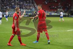3. Liga - Fußball - FC Ingolstadt 04 - Hansa Rostock - Stefan Kutschke (30, FCI) vor dem Elfmeter, Schuß Tor Jubel mit Maximilian Beister (10, FCI)
