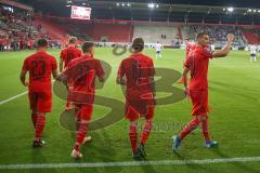 3. Fußball-Liga - Saison 2019/2020 - FC Ingolstadt 04 - Hansa Rostock - Stefan Kutschke (#30,FCI)  trifft per Elfmeter zum 2:2 ausgleich - jubel - Foto: Meyer Jürgen