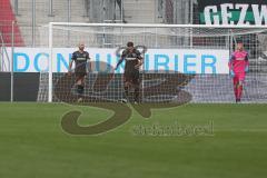 3. Fußball-Liga - Saison 2019/2020 - FC Ingolstadt 04 -  Preußen Münster - Der 0:1 Führungstreffer - Robin Krausse (#23,FCI)  - Michael Heinloth (#17,FCI)  - Nico Antonitsch (#5,FCI)  - Torwart Fabijan Buntic (#24,FCI)  - Foto: Meyer Jürgen