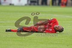 3. Fußball-Liga - Saison 2019/2020 - FC Ingolstadt 04 - Hansa Rostock - Ganiggia Ginola Elva (#14,FCI)  verletzt am Boden - Foto: Meyer Jürgen