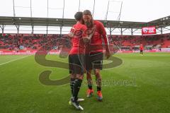 3. Fußball-Liga - Saison 2019/2020 - FC Ingolstadt 04 - Chemnitzer FC - Robin Krausse (#23,FCI)  - Björn Paulsen (#4,FCI)  - beim verlassen des Spielfeldes nach dem warm machen  - Foto: Meyer Jürgen