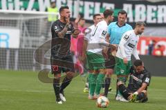 3. Fußball-Liga - Saison 2019/2020 - FC Ingolstadt 04 -  Preußen Münster - Robin Krausse (#23,FCI)  - Fatih Kaya (#9,FCI)  am Boden - Foto: Meyer Jürgen