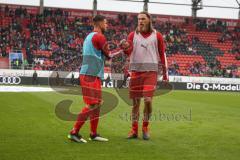 3. Fußball-Liga - Saison 2019/2020 - FC Ingolstadt 04 - Carl Zeiss Jena - Robin Krausse (#23,FCI)  und Björn Paulsen (#4,FCI)  nach dem warm machen - Foto: Meyer Jürgen