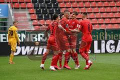 3. Liga - FC Ingolstadt 04 - SG Sonnenhof Großaspach - Elfmeter Tor Jubel Stefan Kutschke (30, FCI) mit Dennis Eckert Ayensa (7, FCI) Filip Bilbija (35, FCI) Maximilian Wolfram (8, FCI) Maximilian Thalhammer (6, FCI)