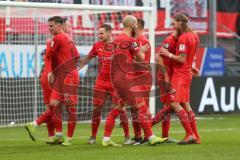 3. Fußball-Liga - Saison 2019/2020 - FC Ingolstadt 04 - Carl Zeiss Jena - Der 3:0 Führungstreffer durch Dennis Eckert Ayensa (#7,FCI) - jubel - Fatih Kaya (#9,FCI)  - Stefan Kutschke (#30,FCI)  - Nico Antonitsch (#5,FCI)  - Foto: Meyer Jürgen