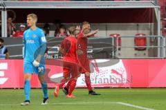 3. Liga - Fußball - FC Ingolstadt 04 - Würzburger Kickers - Tor 3:0 Jubel Stefan Kutschke (30, FCI) Maximilian Beister (10, FCI) links Torwart Eric Verstappen (33 Würzburg)