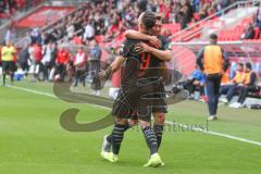 3. Fußball-Liga - Saison 2019/2020 - FC Ingolstadt 04 - Chemnitzer FC - Der 1:0 Führungstreffer durch Fatih Kaya (#9,FCI)  - jubel - Büch Gordon (#38 FCI) - Foto: Meyer Jürgen