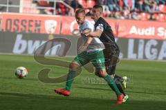 3. Fußball-Liga - Saison 2019/2020 - FC Ingolstadt 04 -  Preußen Münster - Stefan Kutschke (#30,FCI)  - Ole Kittner (#13 Preußen Münster) - Foto: Meyer Jürgen