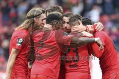 Im Bild: Tor für den FC Ingolstadt durch Thomas Keller (#27 FC Ingolstadt) - jubel mit Bjørn Paulsen (#4 FC Ingolstadt) Frederic Ananou (#2 FC Ingolstadt) Fatih Kaya (#9 FC Ingolstadt) Robin Krauße (#23 FC Ingolstadt) Stefan Kutschke (#30 FC Ingolstadt)
