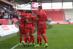 3. Liga - Fußball - FC Ingolstadt 04 - FSV Zwickau - Tor 2:1 durch Dennis Eckert Ayensa (7, FCI) Jubel mit Fatih Kaya (9, FCI) Marcel Gaus (19, FCI) Stefan Kutschke (30, FCI)