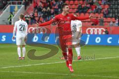 3. Fußball-Liga - Saison 2019/2020 - FC Ingolstadt 04 - 1.FC Kaiserslautern - Thomas Keller (#27,FCI)  mit dem 1:0 Führungstreffer - jubel - Foto: Meyer Jürgen