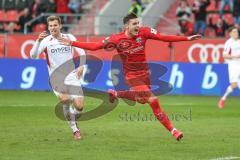 3. Fußball-Liga - Saison 2019/2020 - FC Ingolstadt 04 - 1.FC Kaiserslautern - Thomas Keller (#27,FCI)  mit dem 1:0 Führungstreffer - jubel - Foto: Meyer Jürgen