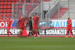 3. Fußball-Liga - Saison 2019/2020 - FC Ingolstadt 04 - FSV Zwickau - Der 1:1 Ausgleichstreffer - Enttäuschte Gesichter - Maximilian Thalhammer (#6,FCI) - Tobias Schröck (#21,FCI)  - Nico Antonitsch (#5,FCI)  - Robin Krausse (#23,FCI)  -  - Foto: Meyer Jü