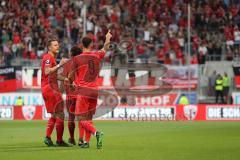 3. Liga - Fußball - FC Ingolstadt 04 - Würzburger Kickers - Tor Jubel rechts 1:0 Fatih Kaya (9, FCI) mit Maximilian Beister (10, FCI) Caniggia Ginola Elva (14, FCI)