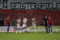 3. Liga - SpVgg Unterhaching - FC Ingolstadt 04 - Sieg für FCI 1:2, Jubel, Robin Krauße (23, FCI) Jonatan Kotzke (25 FCI) Filip Bilbija (35, FCI) Stahl Dominik (20, SpVgg)