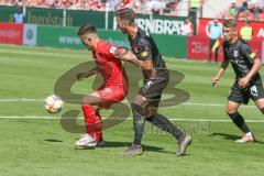 3. Fußball-Liga - Saison 2019/2020 - FC Ingolstadt 04 - Hallescher FC - Dennis Eckert Ayensa (#7,FCI)  - Jannes Vollert (#5 HFC) - Foto: Meyer Jürgen